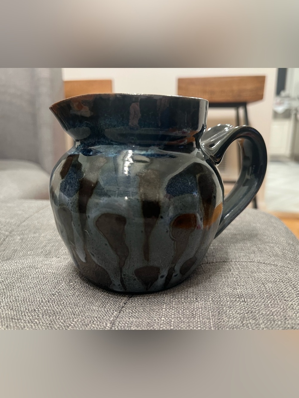 Handcrafted Blue-Black Glazed pottery stoneware Pitcher by Pottery-pup